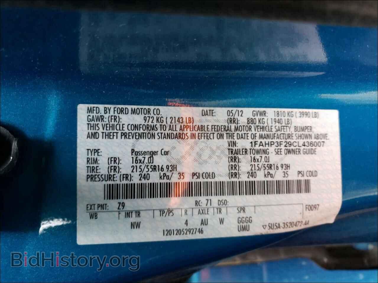 2012 FORD FOCUS - VIN: 1FAHP3F29CL436007 - Фото 10