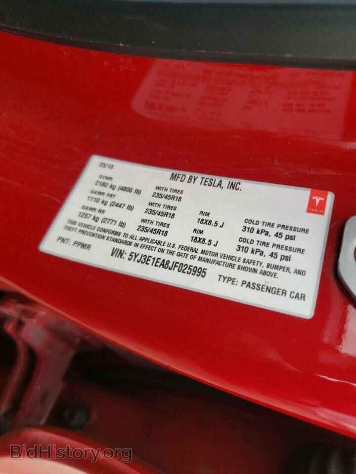2018 TESLA MODEL 3 - VIN: 5YJ3E1EA8JF025995 - Фото 10