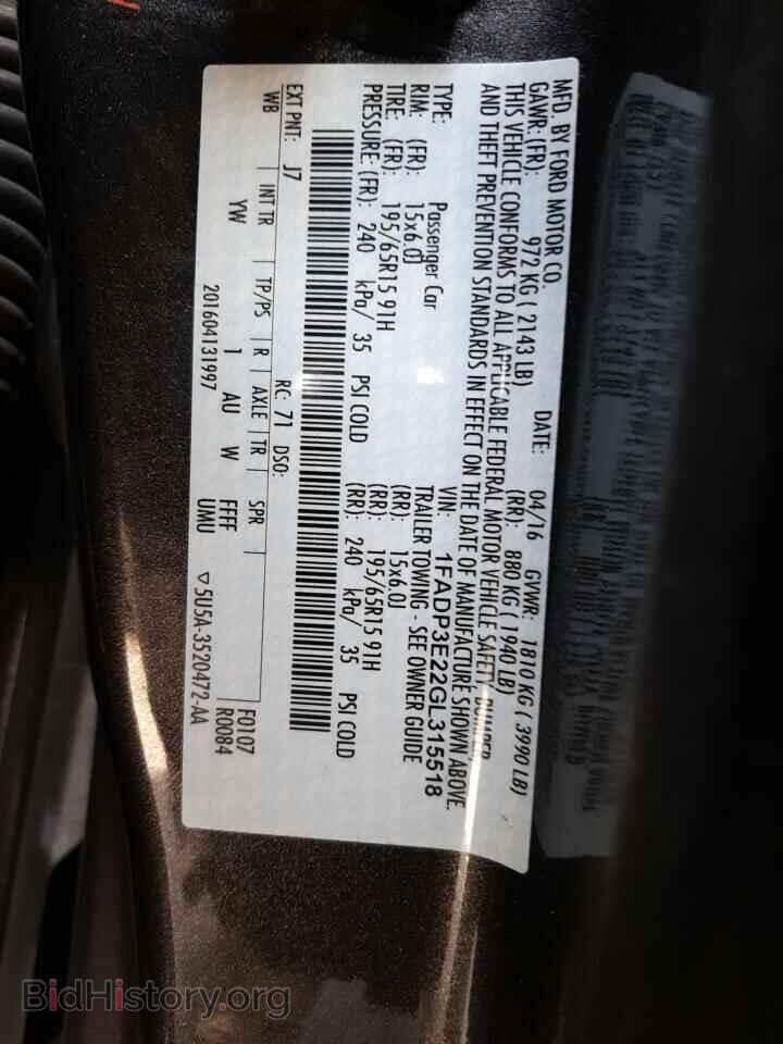 2016 FORD FOCUS - VIN: 1FADP3E22GL315518 - Фото 10