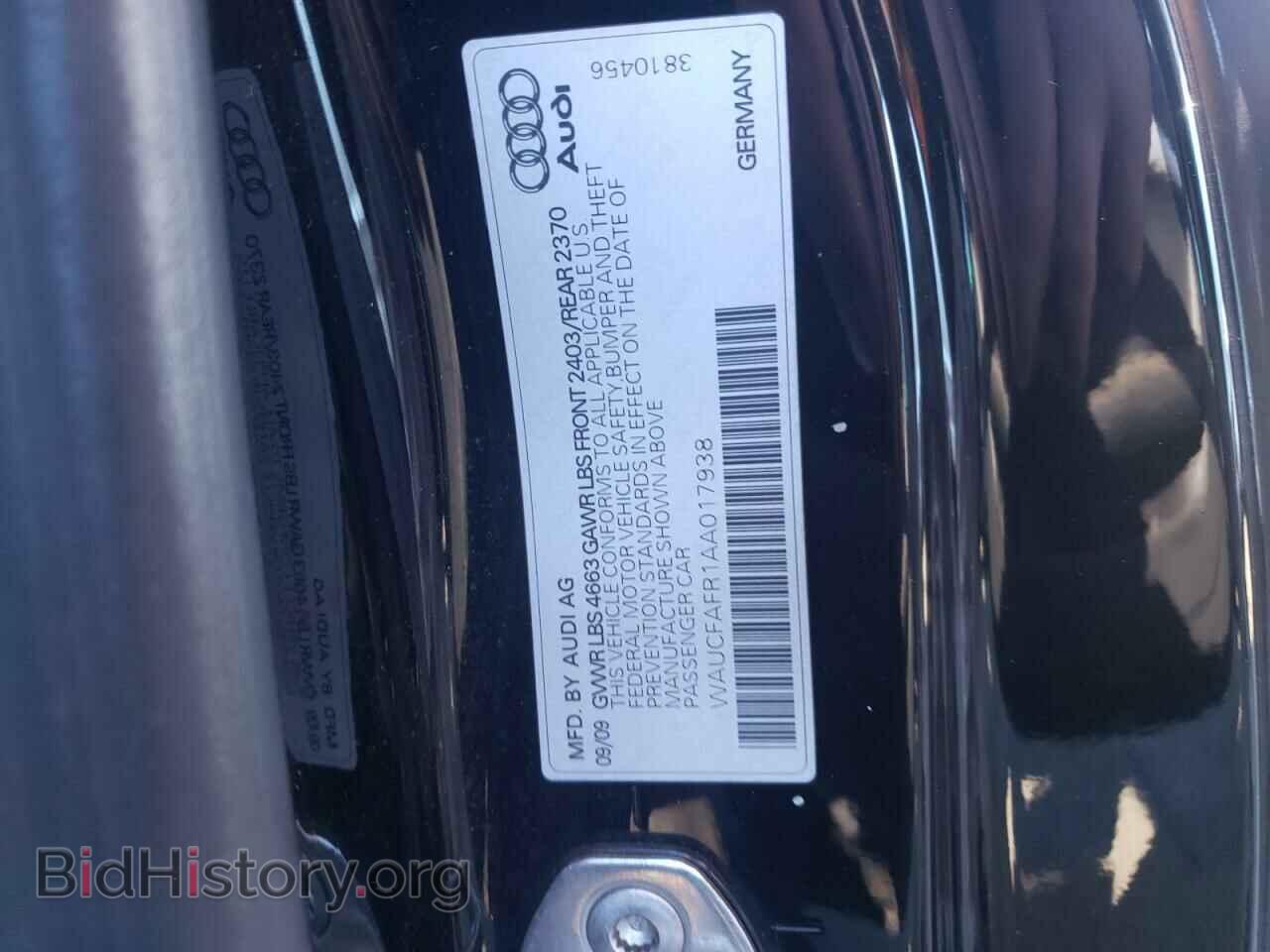 2010 AUDI A5 - VIN: WAUCFAFR1AA017938 - Фото 10