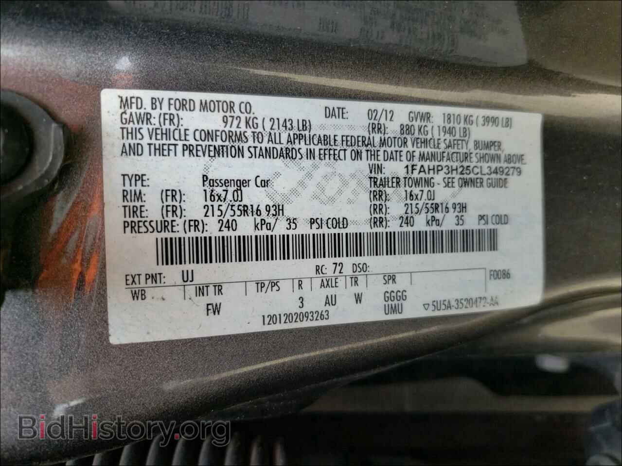 2012 FORD FOCUS - VIN: 1FAHP3H25CL349279 - Фото 10