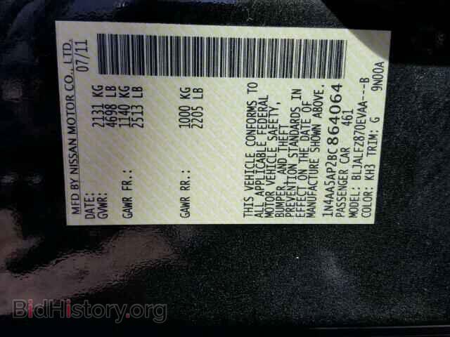 2011 NISSAN MAXIMA - VIN: 1N4AA5AP2BC864064 - Фото 9