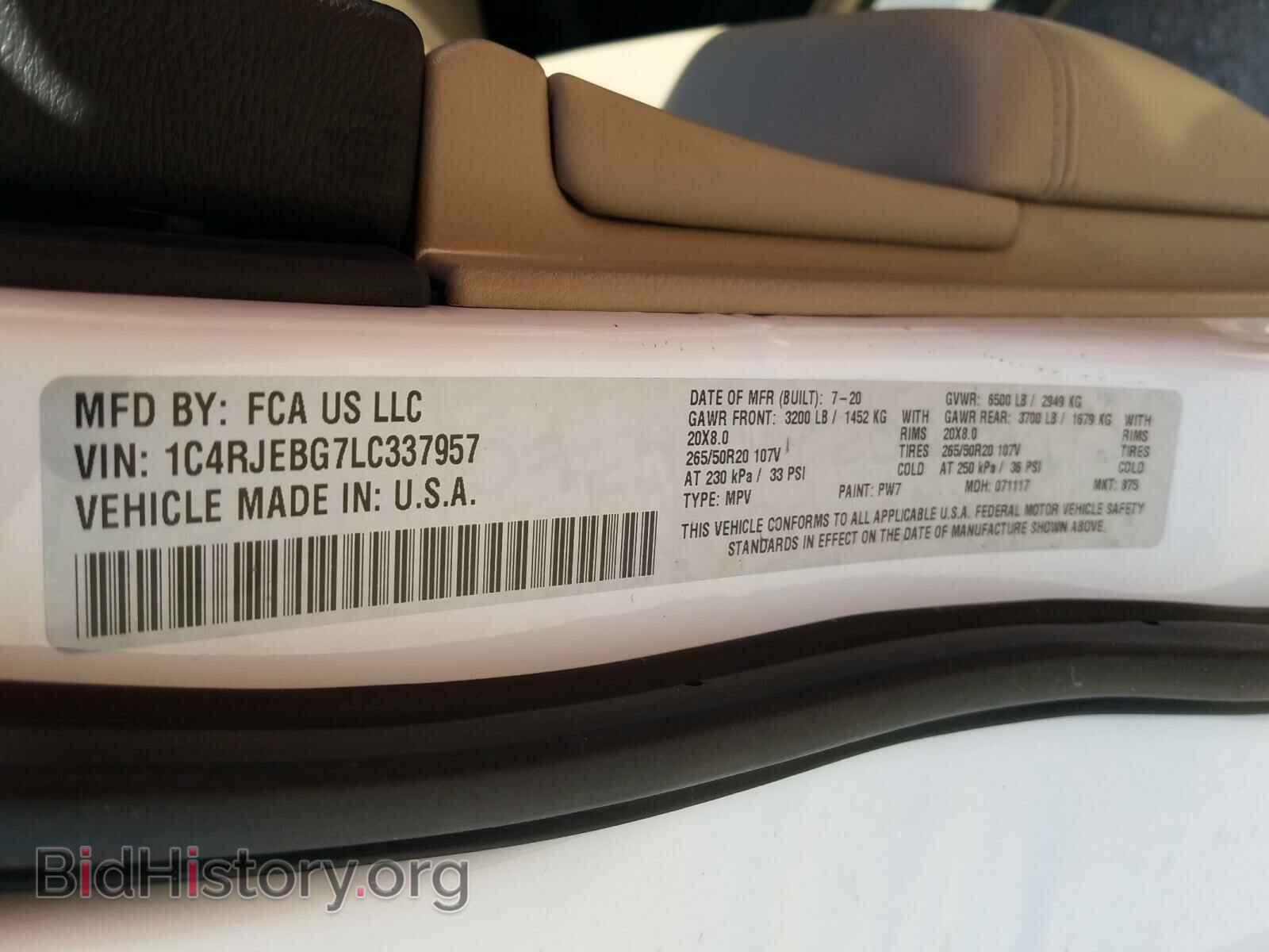 2020 JEEP CHEROKEE - VIN: 1C4RJEBG7LC337957 - Фото 10