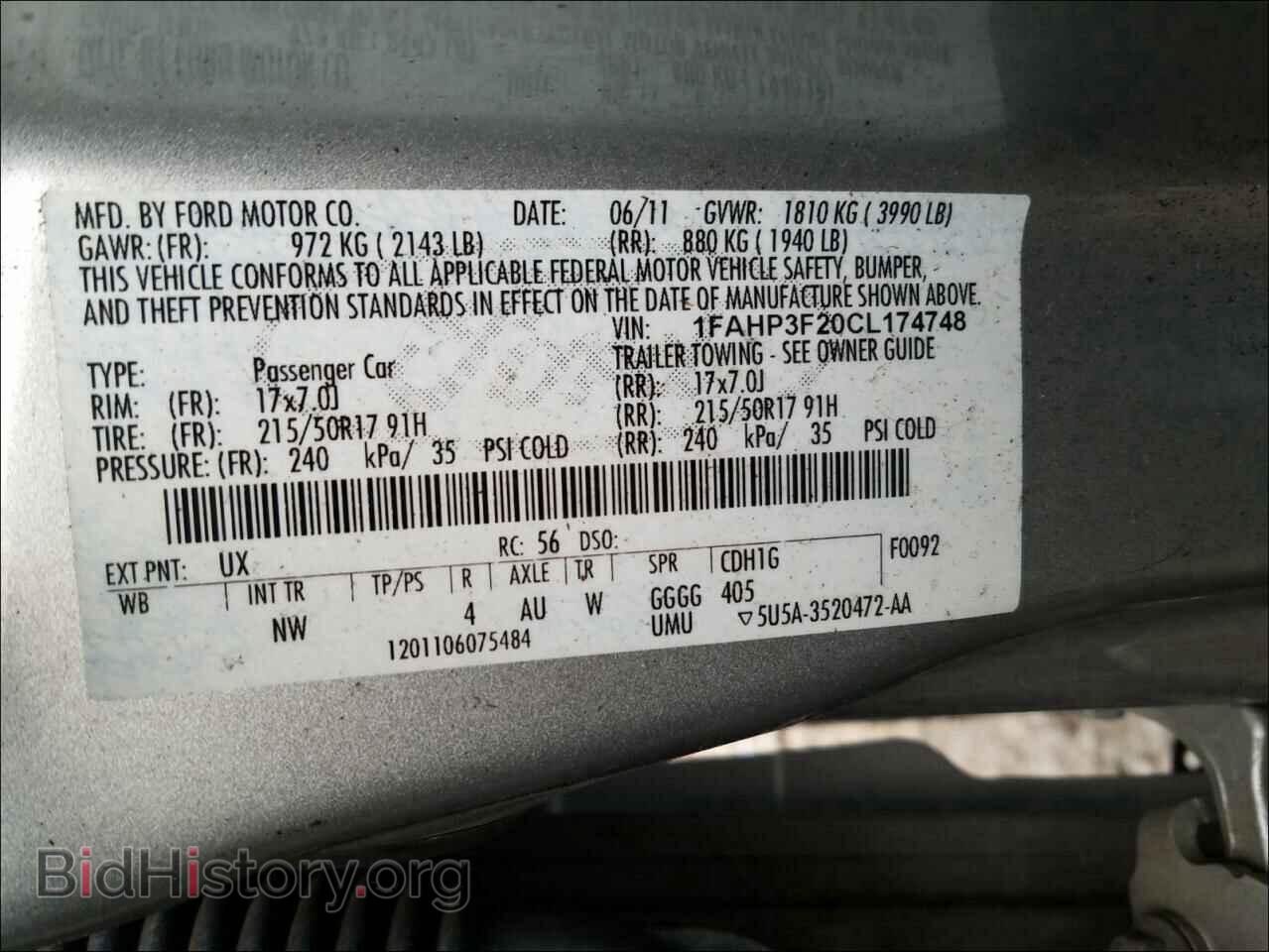 2012 FORD FOCUS - VIN: 1FAHP3F20CL174748 - Фото 10