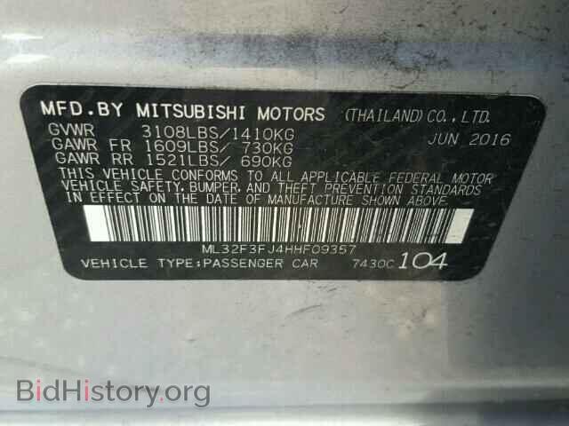 2017 MITSUBISHI MIRAGE - VIN: ML32F3FJ4HHF09357 - Фото 10