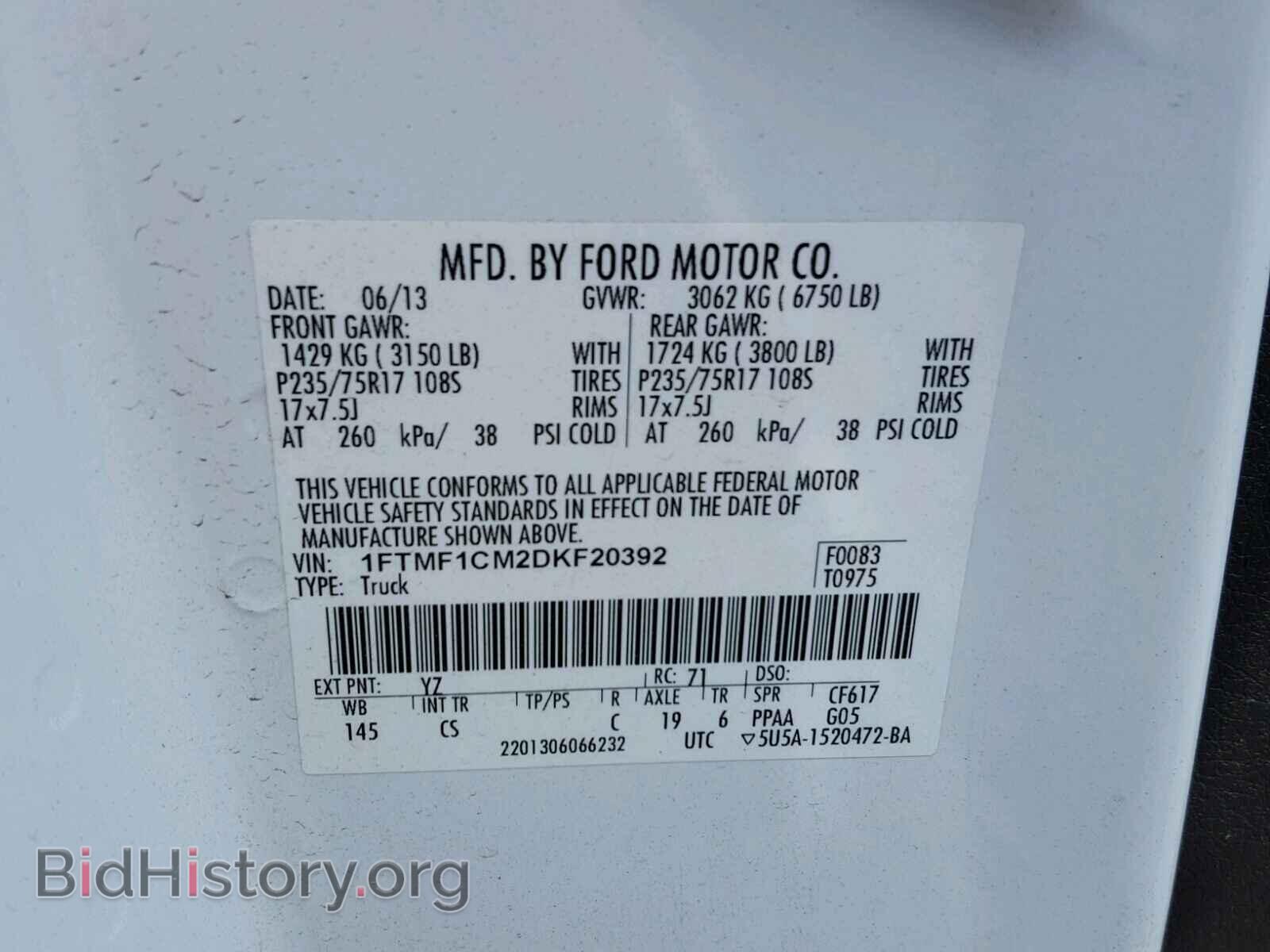 2013 FORD F150 - VIN: 1FTMF1CM2DKF20392 - Фото 10