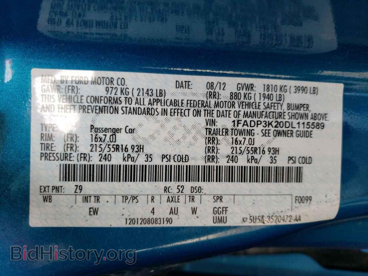 2013 FORD FOCUS - VIN: 1FADP3K20DL115589 - Фото 10