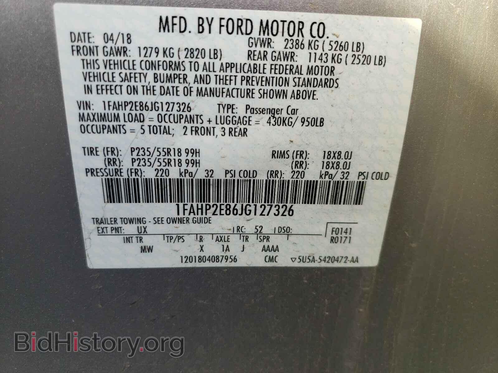 2018 FORD TAURUS - VIN: 1FAHP2E86JG127326 - Photo 10