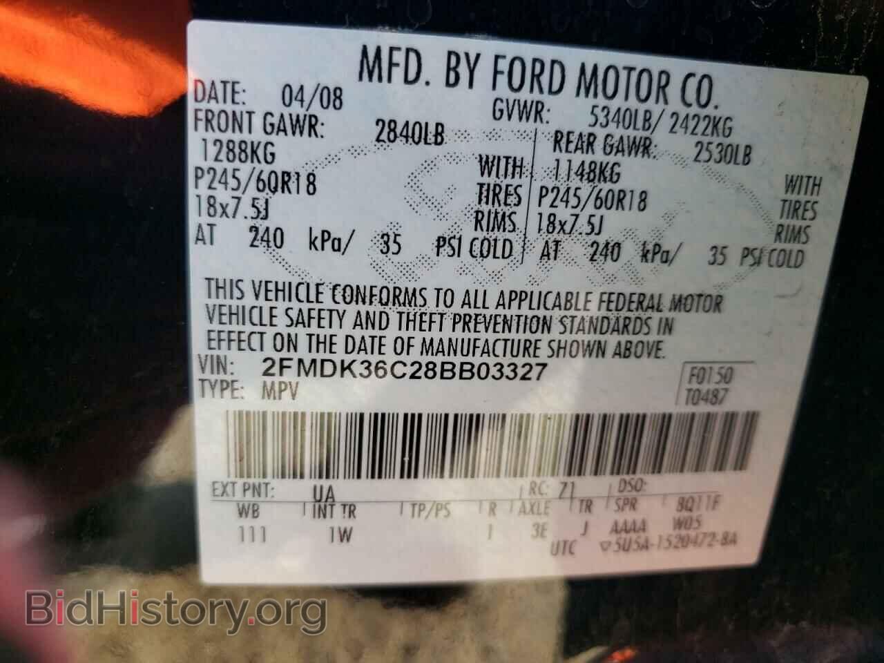 2008 FORD EDGE - VIN: 2FMDK36C28BB03327 - Фото 10
