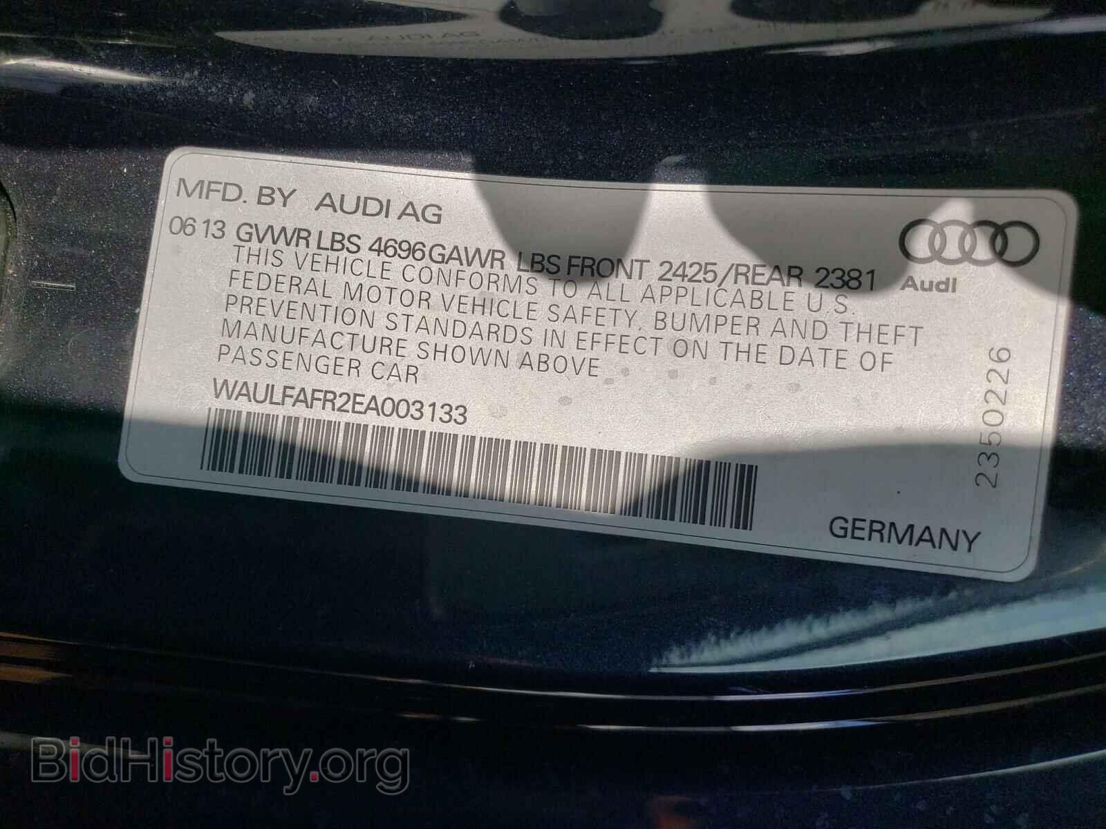 2014 AUDI A5 - VIN: WAULFAFR2EA003133 - Фото 10