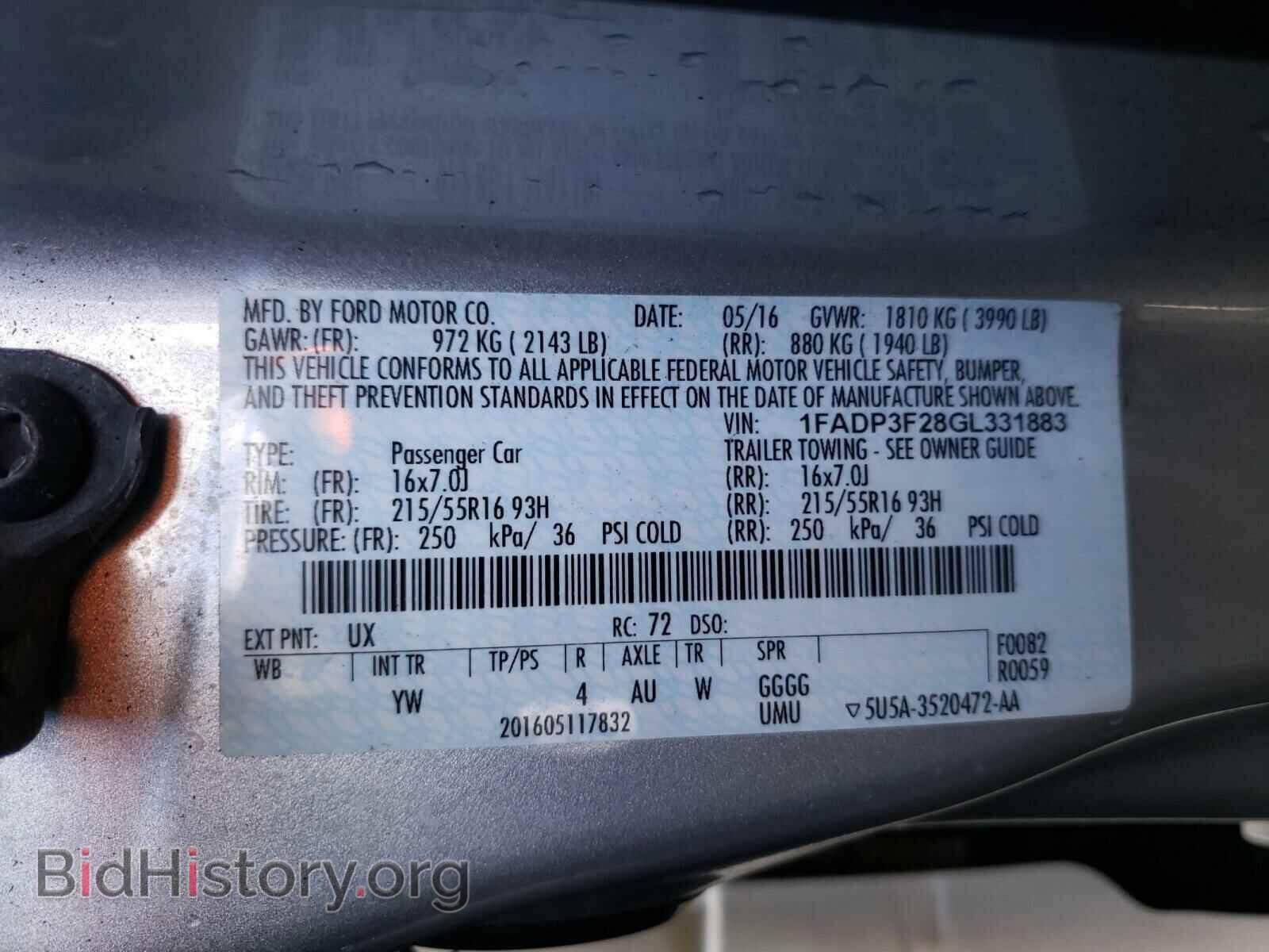 2016 FORD FOCUS - VIN: 1FADP3F28GL331883 - Photo 10