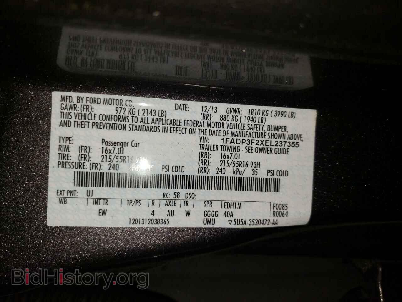 2014 FORD FOCUS - VIN: 1FADP3F2XEL237355 - Фото 10