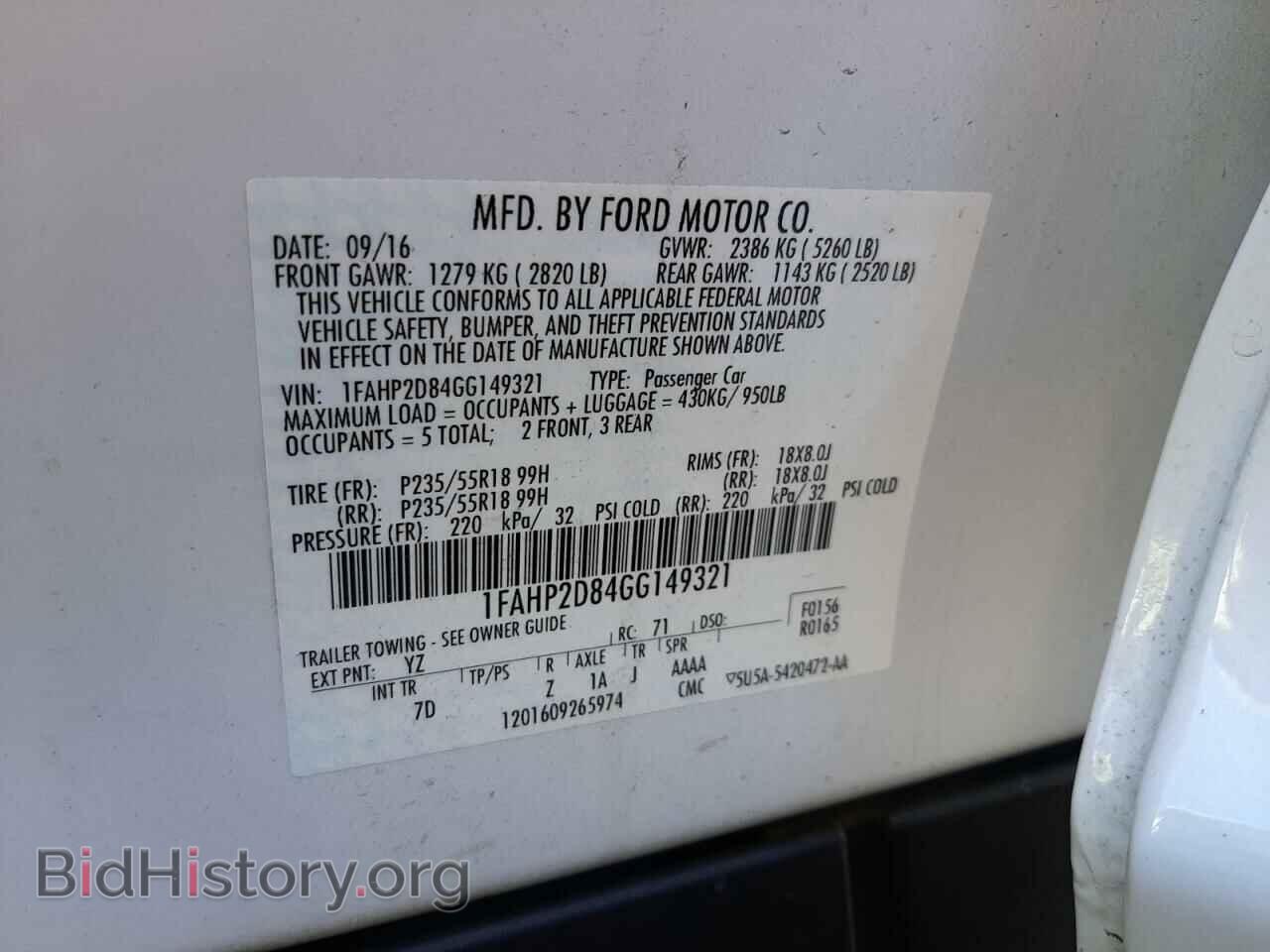 2016 FORD TAURUS - VIN: 1FAHP2D84GG149321 - Photo 10