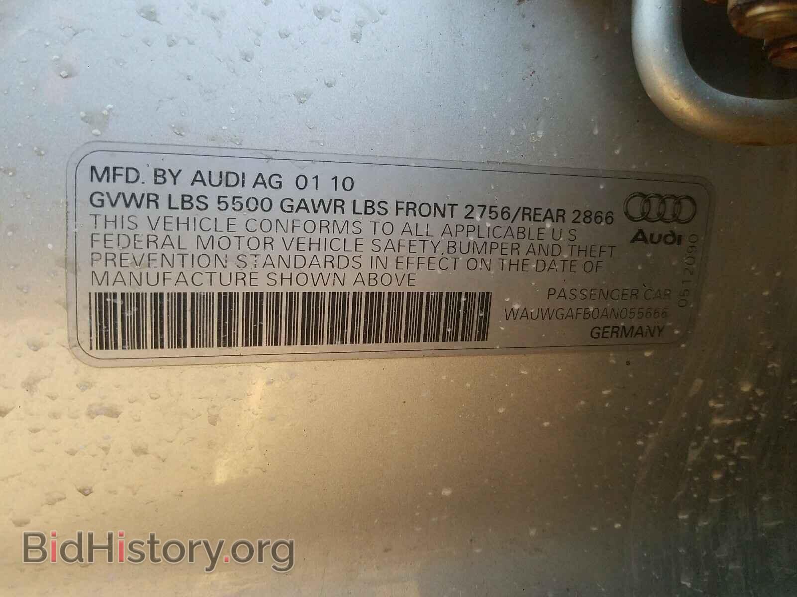 2010 AUDI A6 - VIN: WAUWGAFB0AN055666 - Фото 10