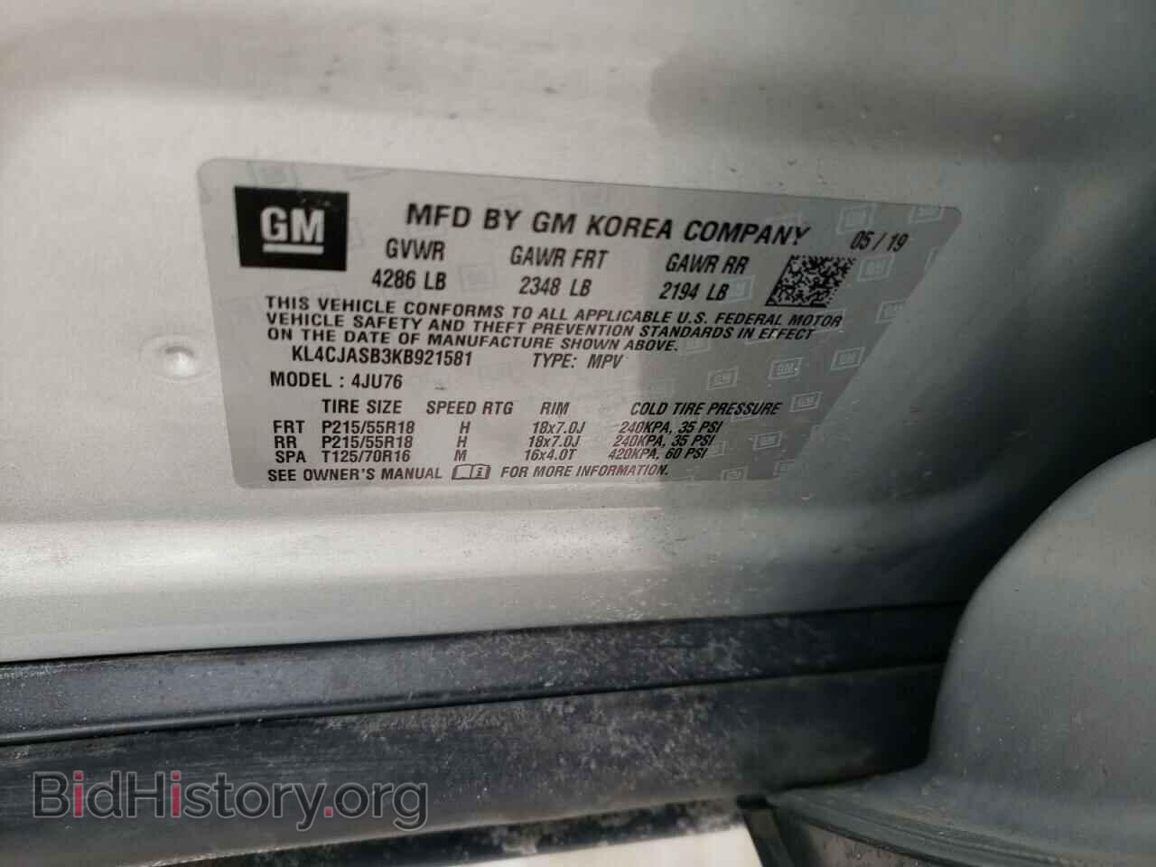 2019 BUICK ENCORE - VIN: KL4CJASB3KB921581 - Фото 10