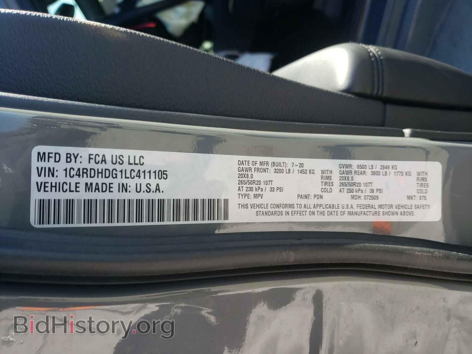 2020 DODGE DURANGO - VIN: 1C4RDHDG1LC411105 - Фото 10