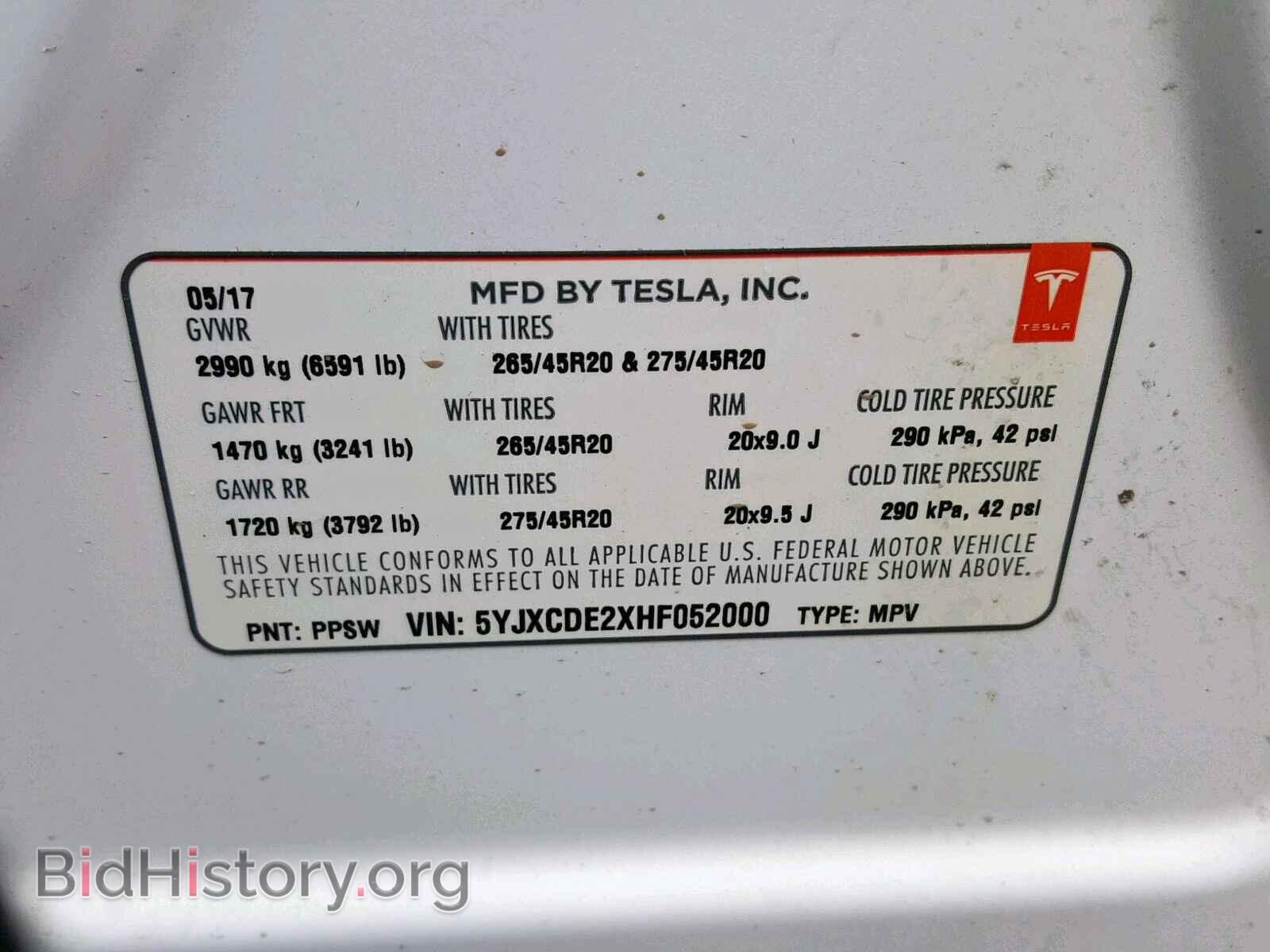 2017 TESLA MODEL X - VIN: 5YJXCDE2XHF052000 - Photo 10