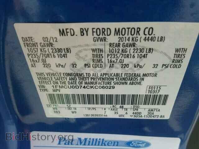 2012 FORD ESCAPE - VIN: 1FMCU0D74CKC06029 - Фото 10
