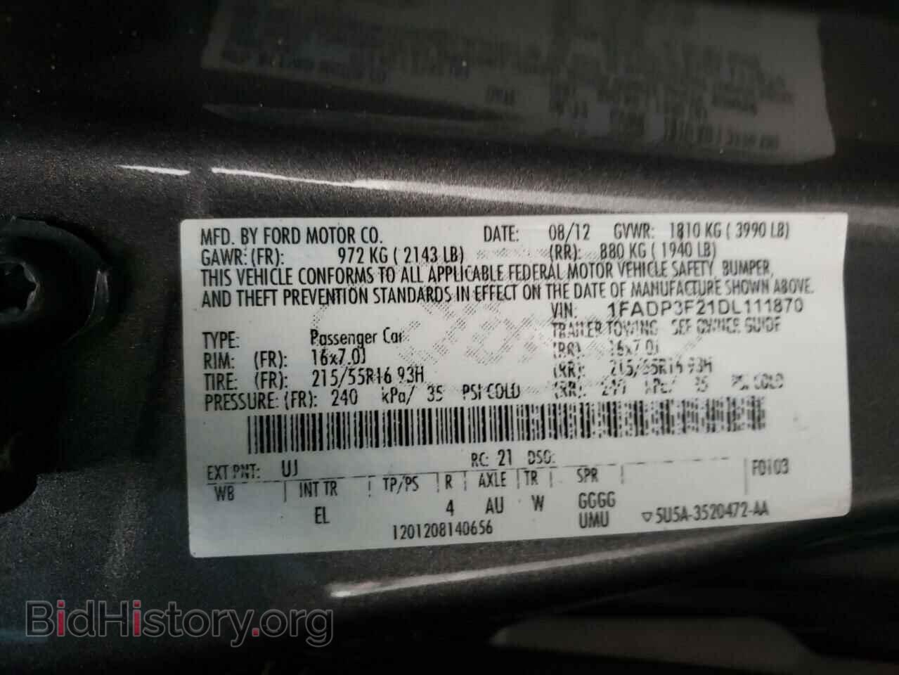 2013 FORD FOCUS - VIN: 1FADP3F21DL111870 - Фото 10