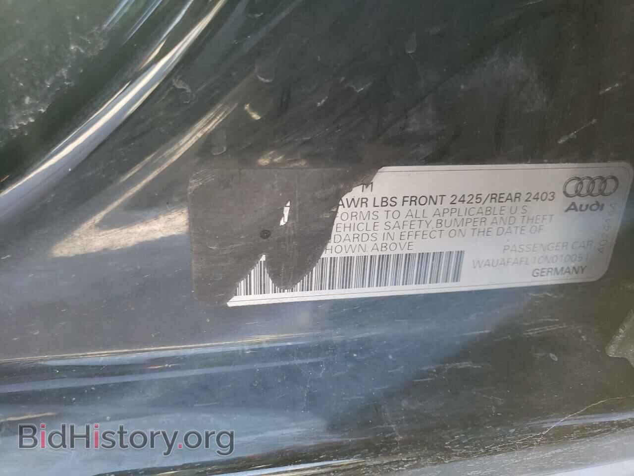 2012 AUDI A4 - VIN: WAUAFAFL1CN010051 - Фото 10