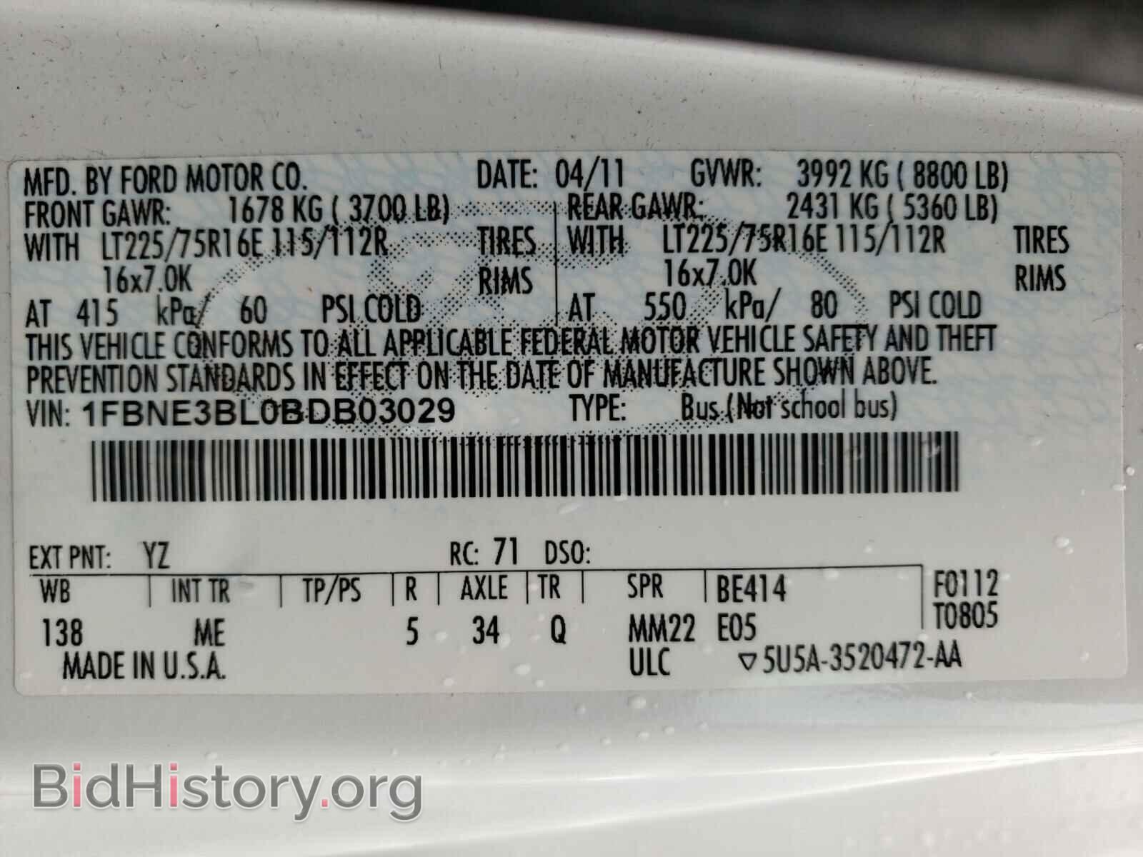 2011 FORD ECONOLINE - VIN: 1FBNE3BL0BDB03029 - Photo 10