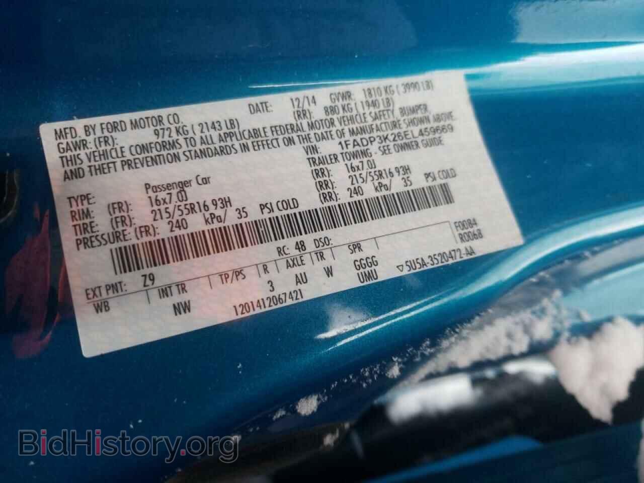 2014 FORD FOCUS - VIN: 1FADP3K26EL459669 - Фото 10