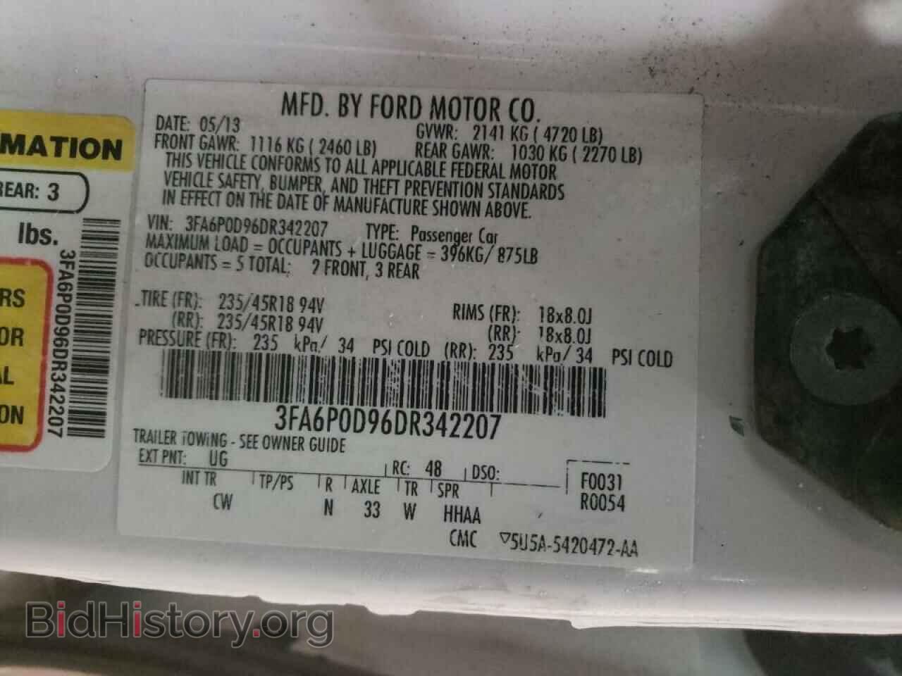 2013 FORD FUSION - VIN: 3FA6P0D96DR342207 - Фото 10