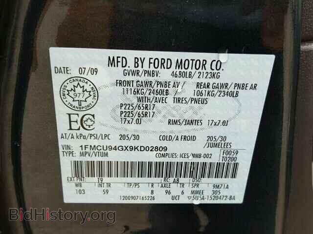 2009 FORD ESCAPE - VIN: 1FMCU94GX9KD02809 - Фото 10