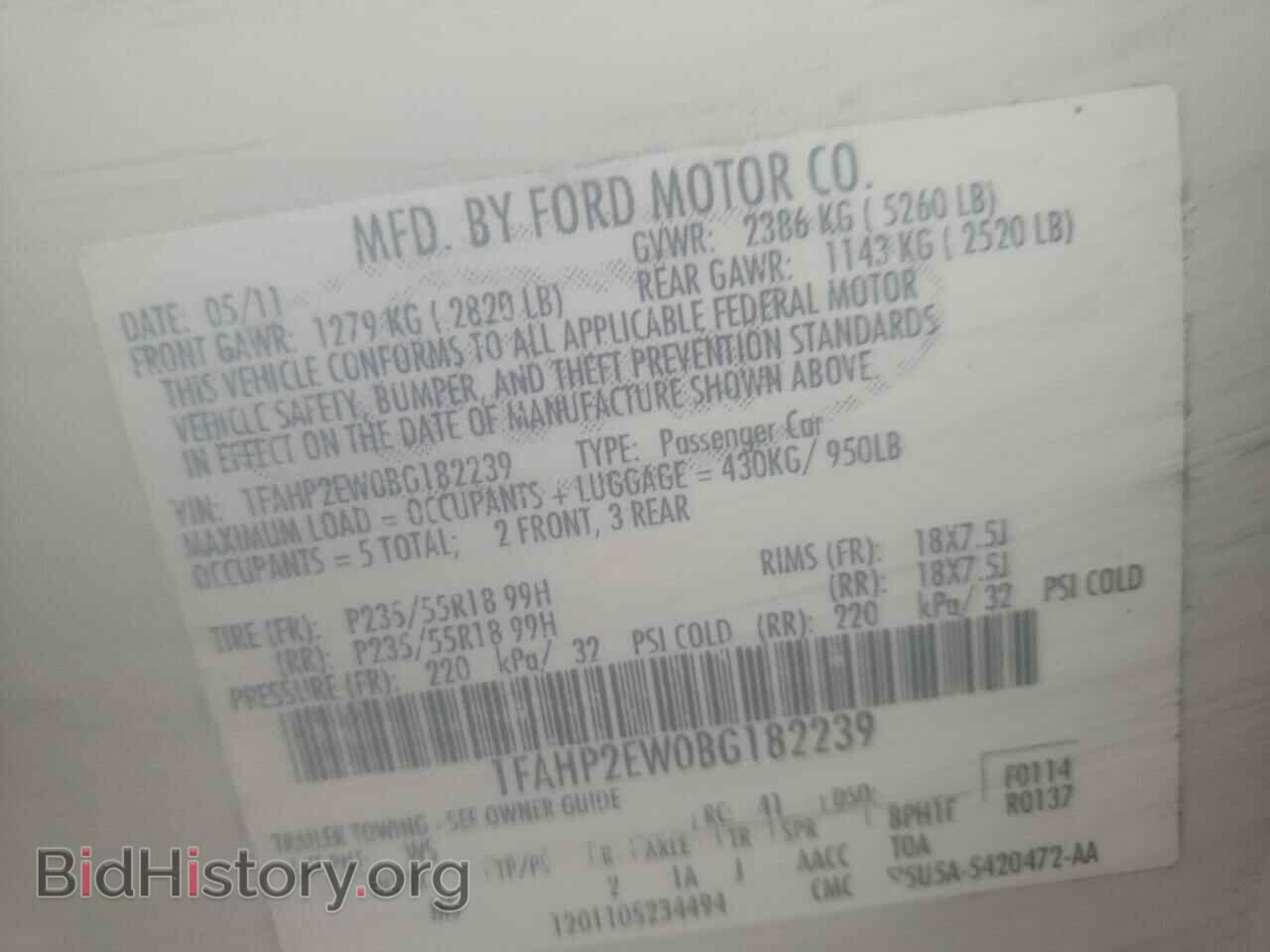 2011 FORD TAURUS - VIN: 1FAHP2EW0BG182239 - Photo 10