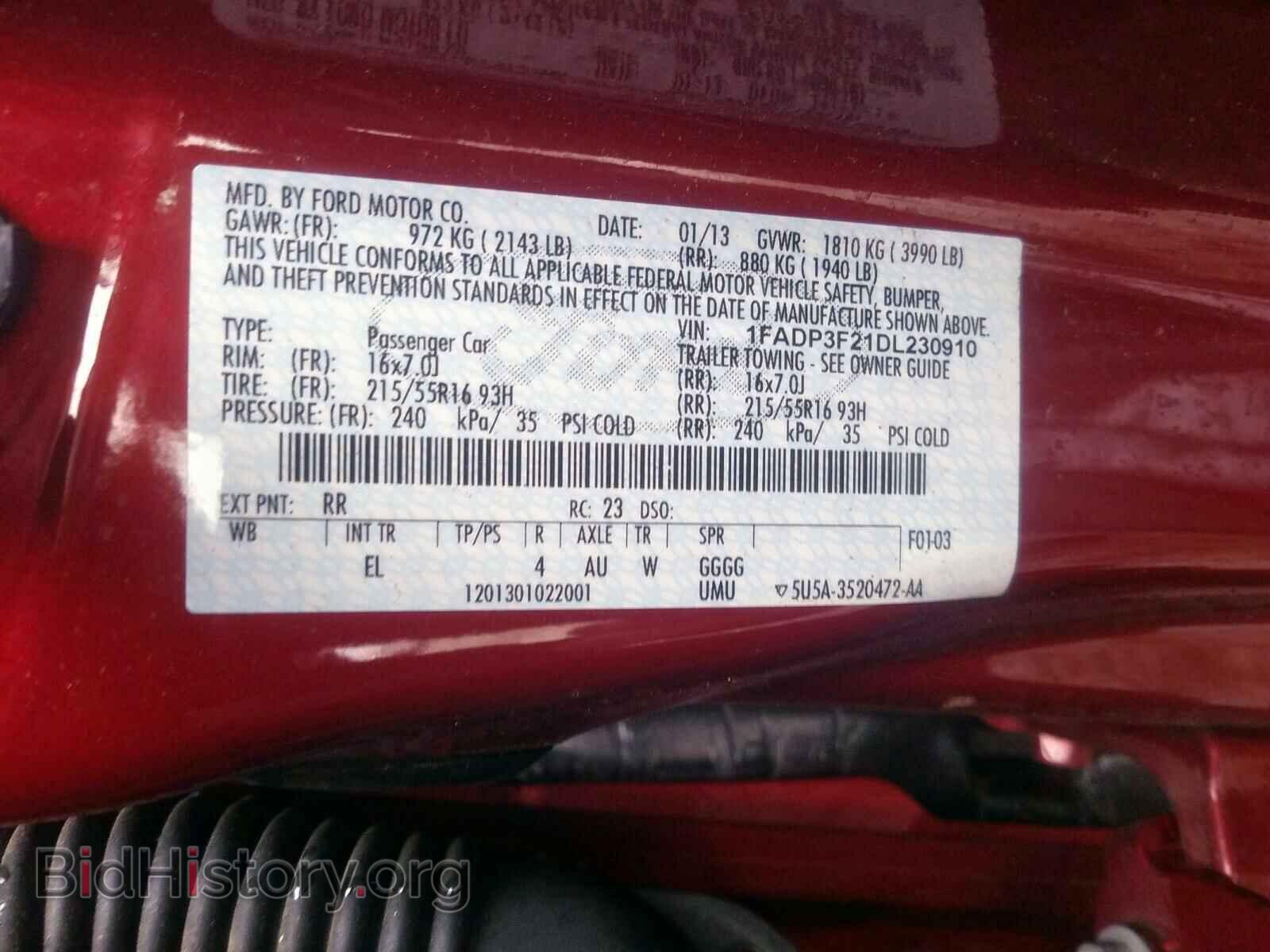 2013 FORD FOCUS - VIN: 1FADP3F21DL230910 - Фото 10