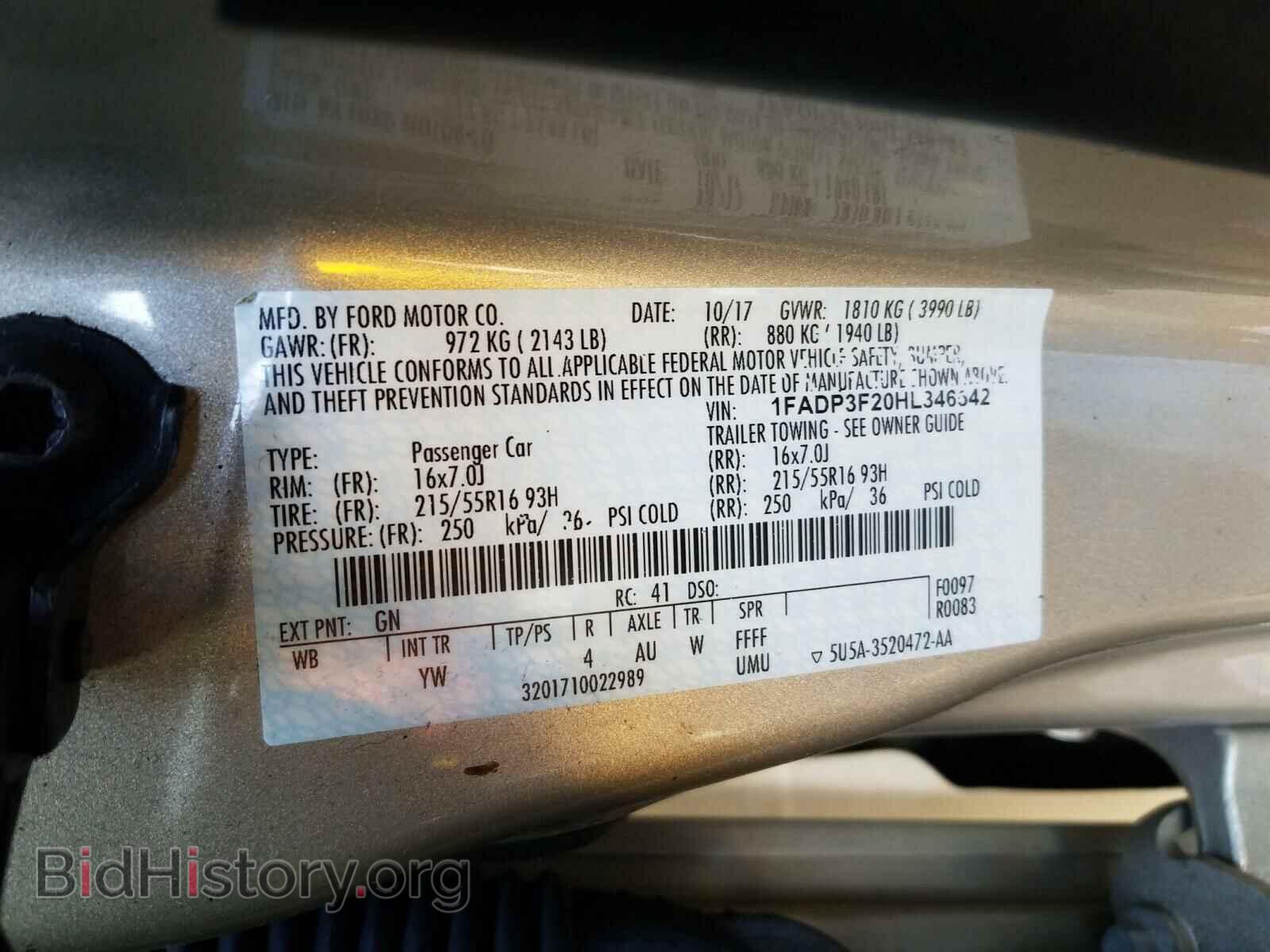 2017 FORD FOCUS - VIN: 1FADP3F20HL346542 - Фото 10