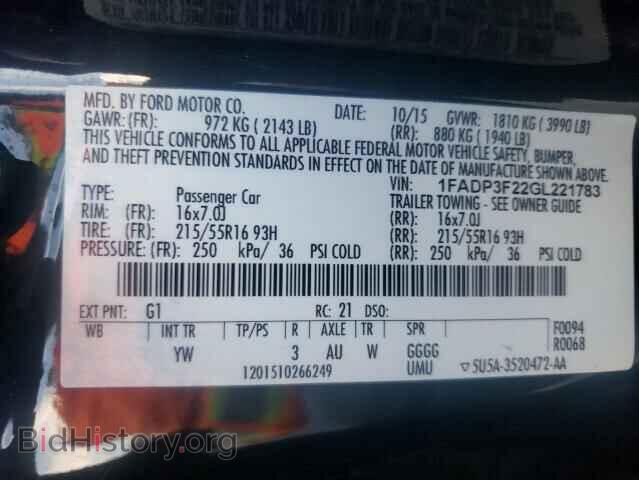 2016 FORD FOCUS - VIN: 1FADP3F22GL221783 - Фото 10