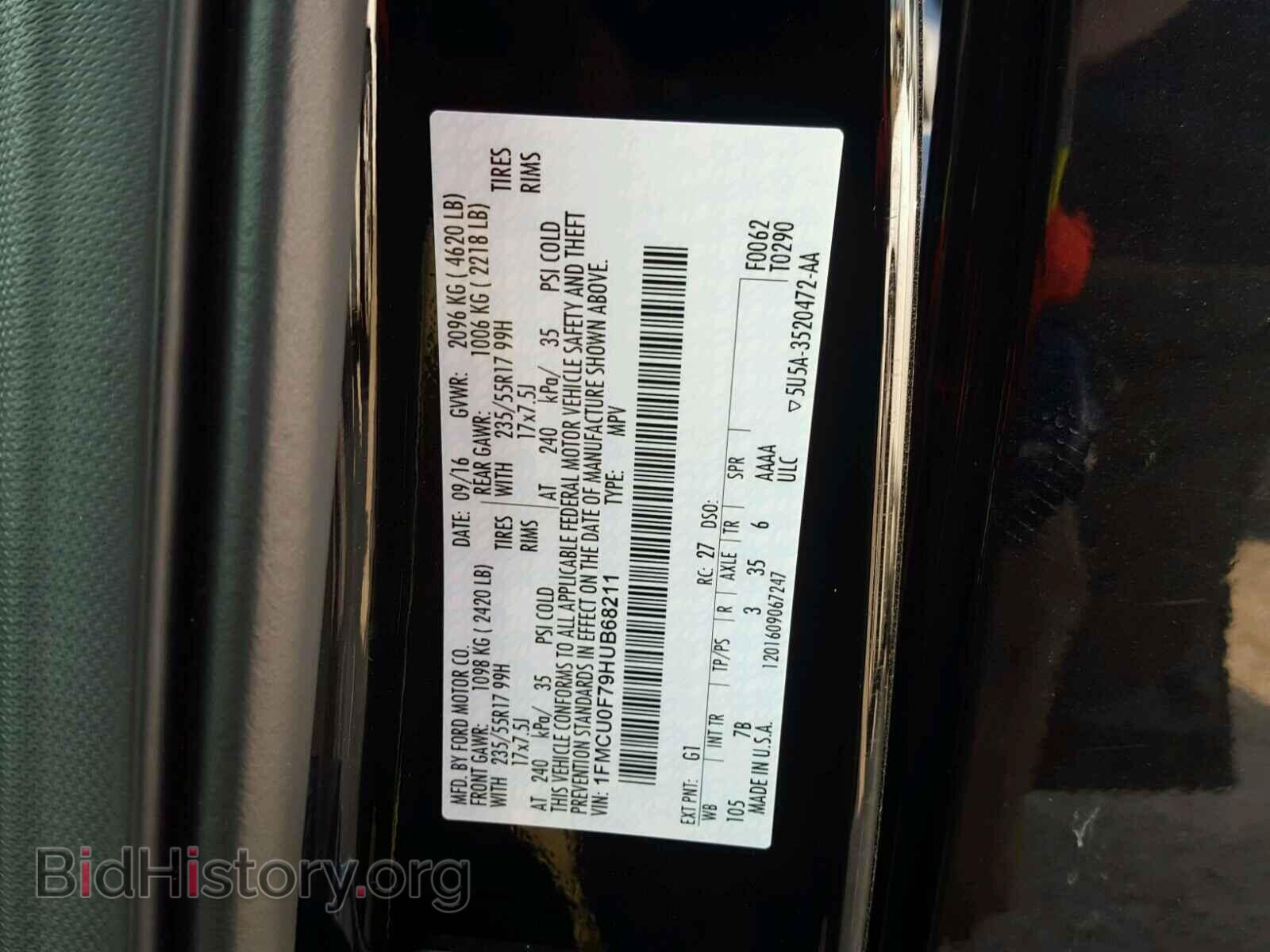 2017 FORD ESCAPE S - VIN: 1FMCU0F79HUB68211 - Фото 10