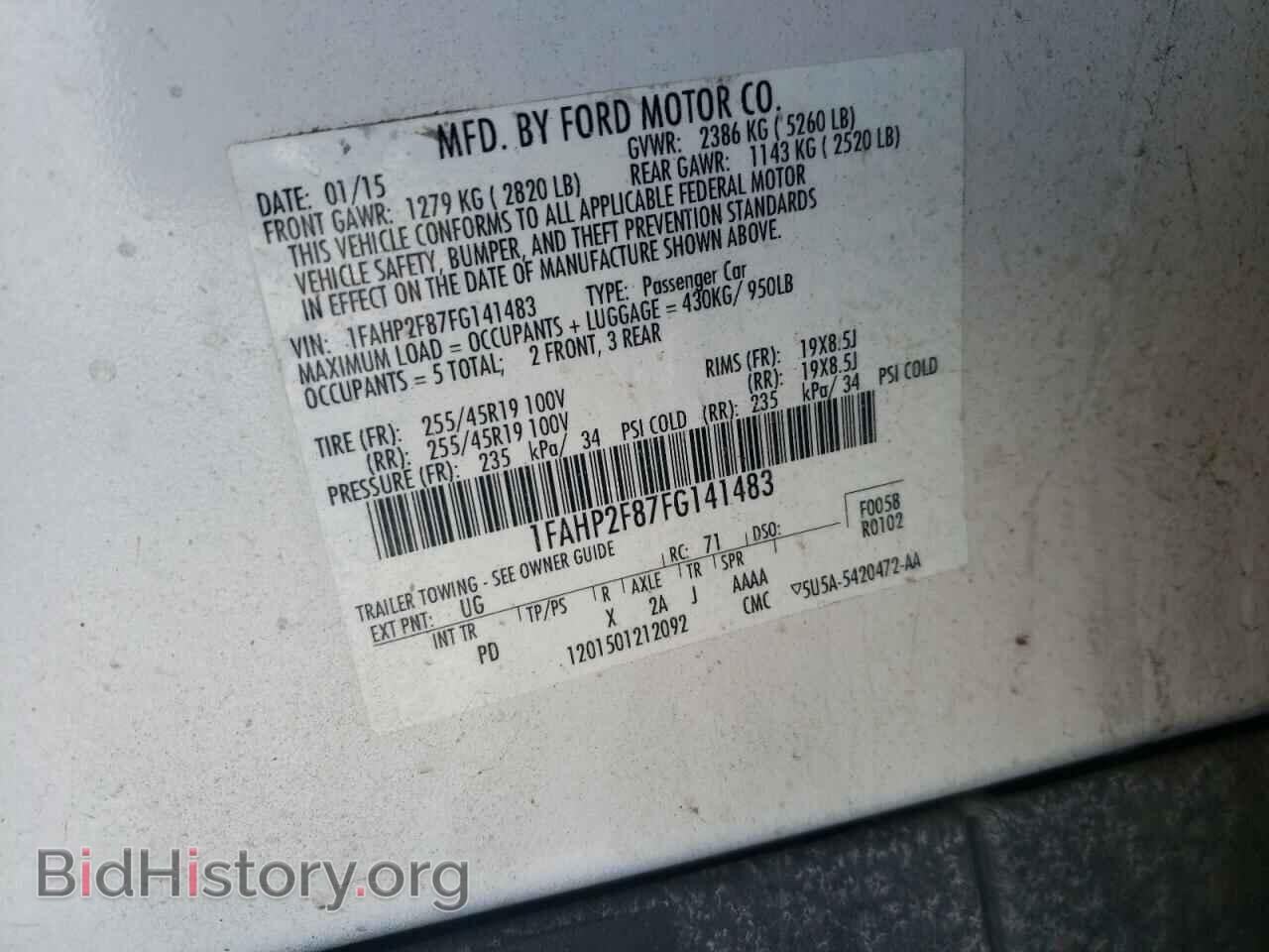 2015 FORD TAURUS - VIN: 1FAHP2F87FG141483 - Фото 10