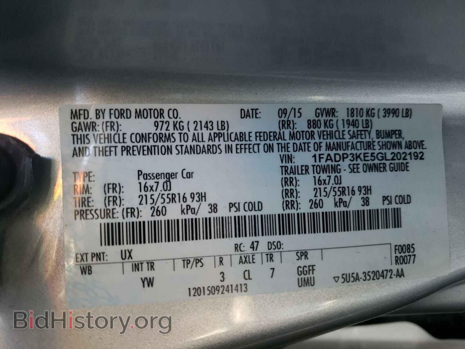 2016 FORD FOCUS - VIN: 1FADP3KE5GL202192 - Фото 10