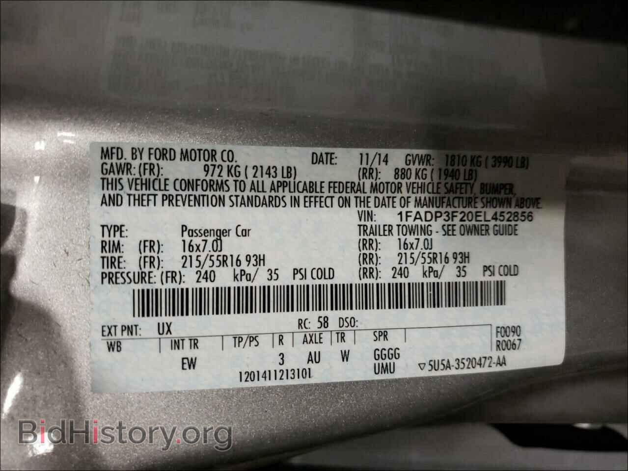 2014 FORD FOCUS - VIN: 1FADP3F20EL452856 - Фото 10