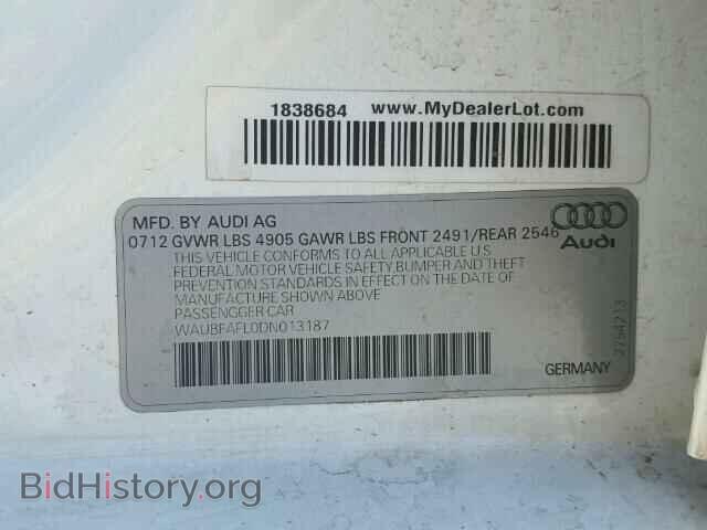 2013 AUDI A4 - VIN: WAUBFAFL0DN013187 - Фото 10