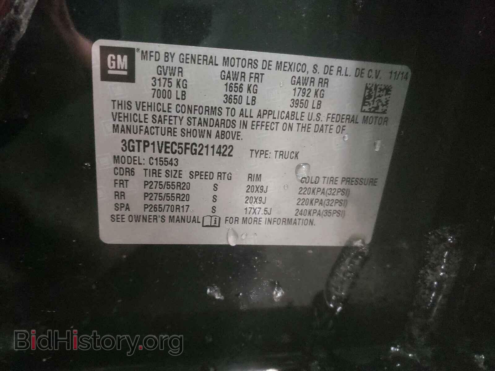 2015 GMC SIERRA - VIN: 3GTP1VEC5FG211422 - Photo 10
