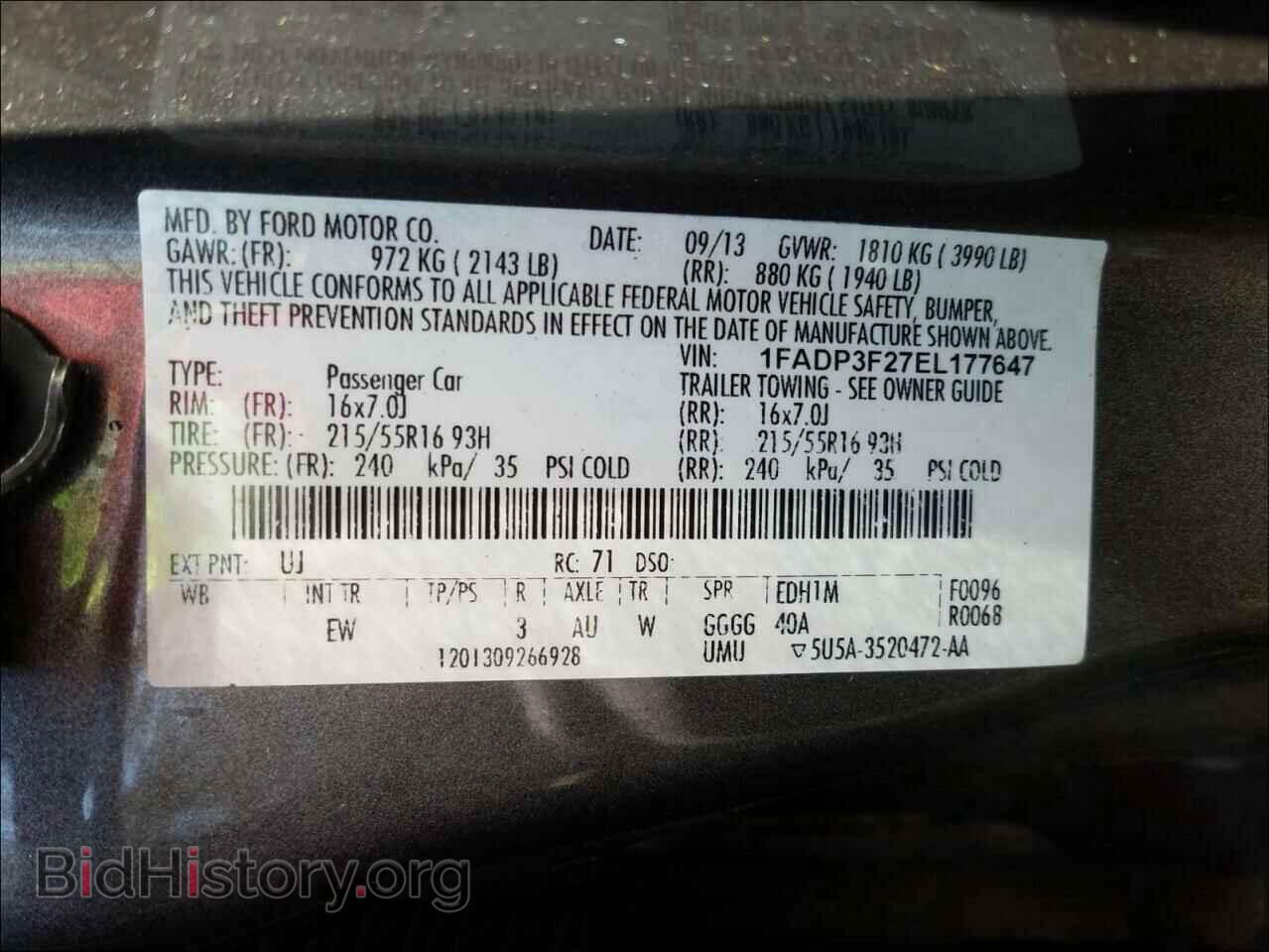 2014 FORD FOCUS - VIN: 1FADP3F27EL177647 - Фото 10