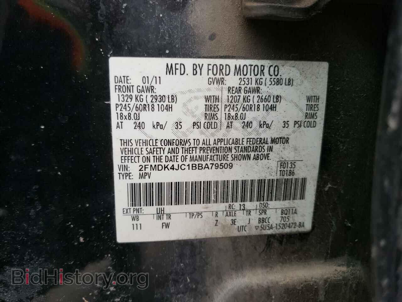 2011 FORD EDGE - VIN: 2FMDK4JC1BBA79509 - Photo 10