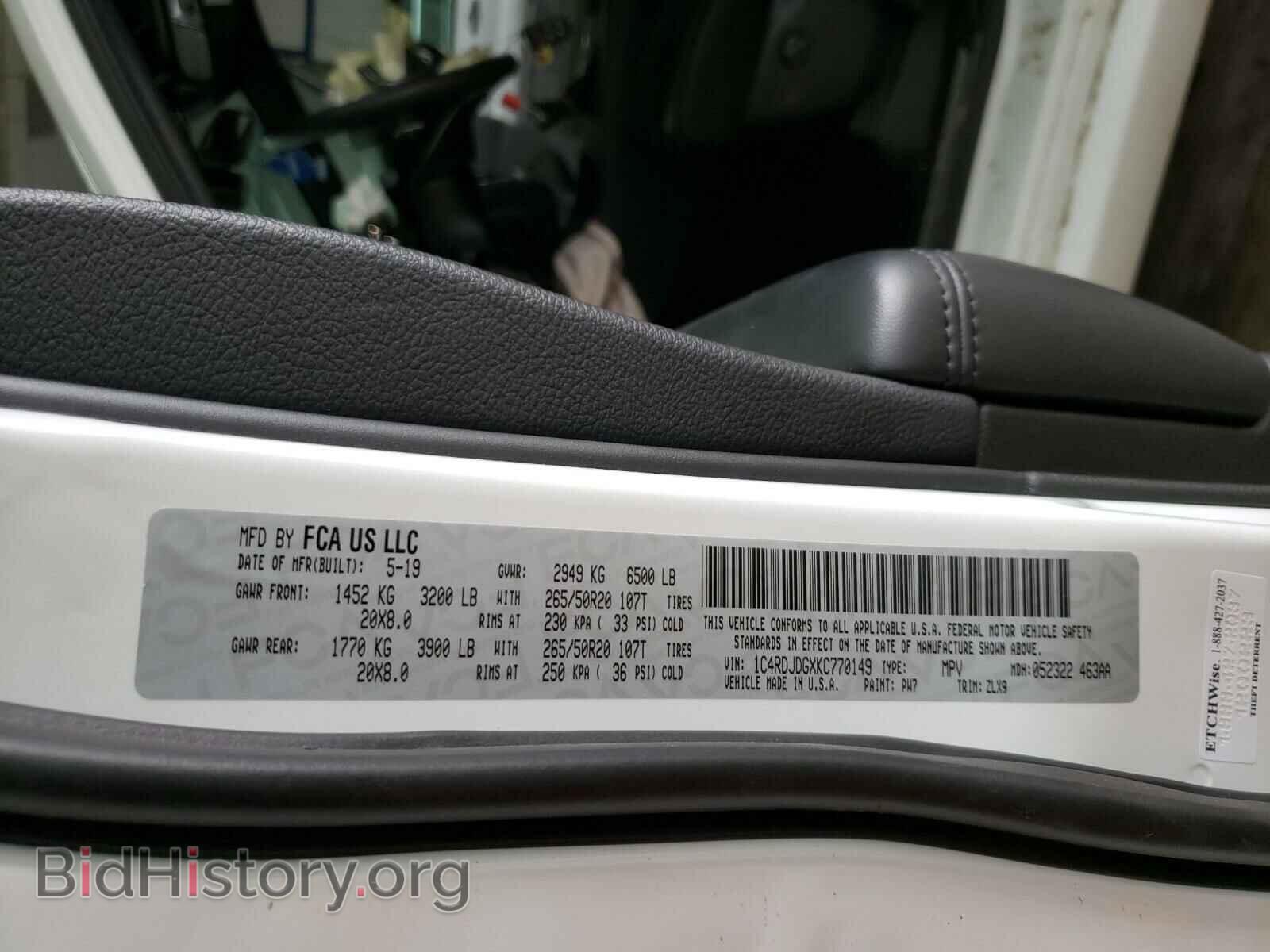 2019 DODGE DURANGO - VIN: 1C4RDJDGXKC770149 - Фото 10