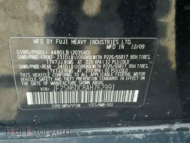 2010 SUBARU FORESTER - VIN: JF2SH6DC8AH762991 - Photo 10