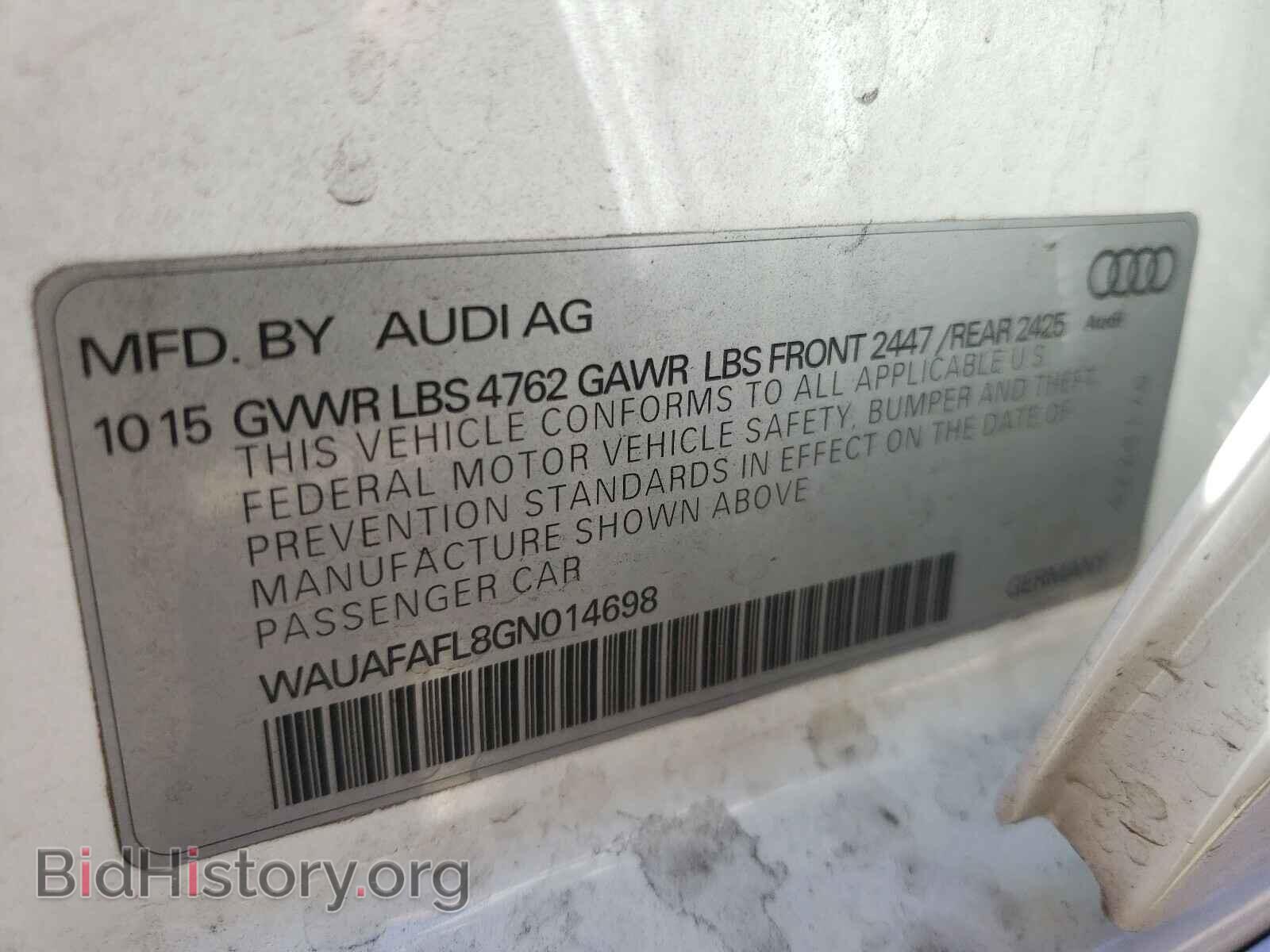 2016 AUDI A4 - VIN: WAUAFAFL8GN014698 - Фото 10