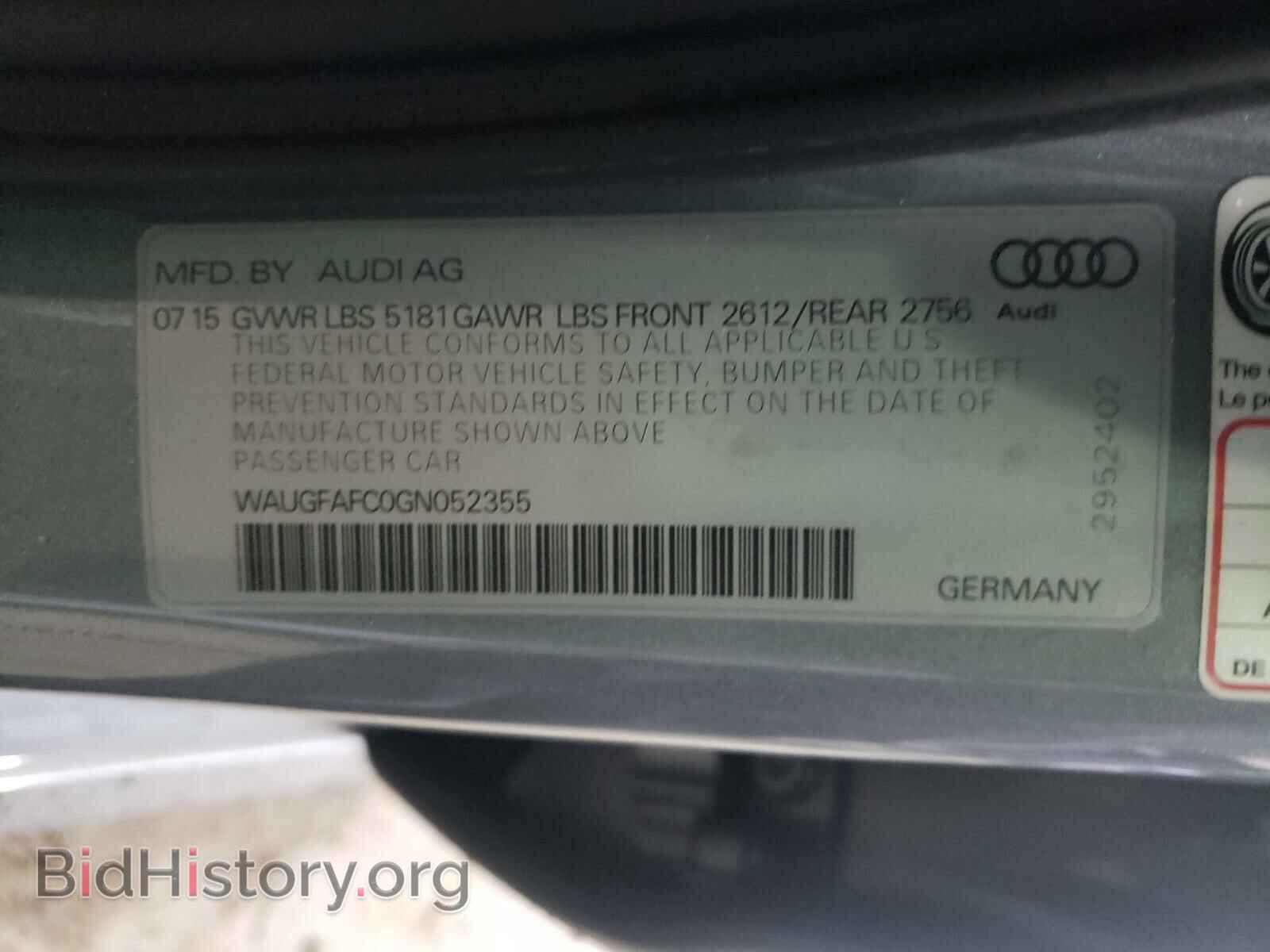 2016 AUDI A6 - VIN: WAUGFAFC0GN052355 - Фото 10