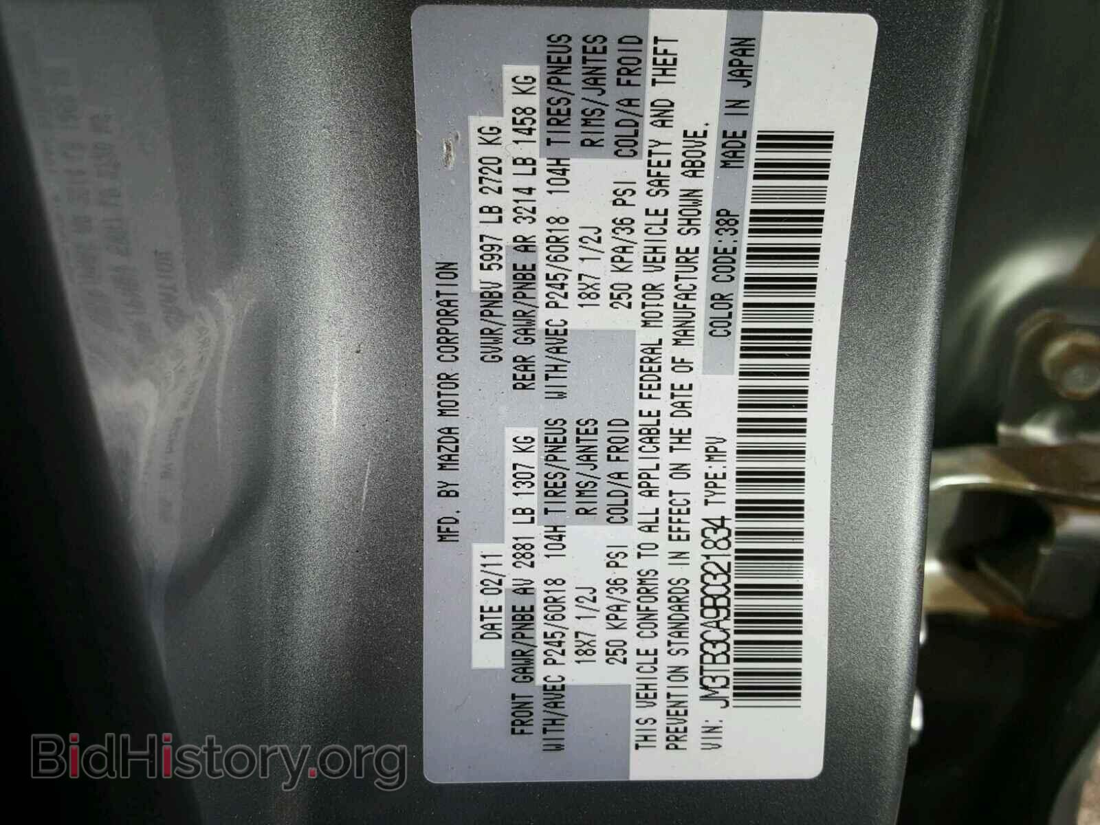 2011 MAZDA CX-9 - VIN: JM3TB3CA9B0321834 - Фото 10