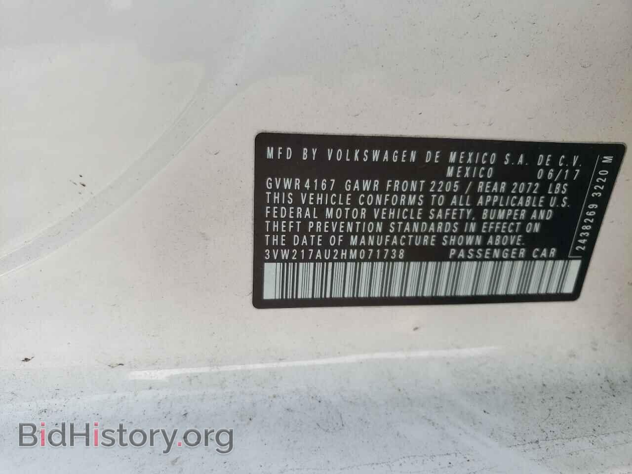 2017 VOLKSWAGEN GOLF - VIN: 3VW217AU2HM071738 - Фото 10