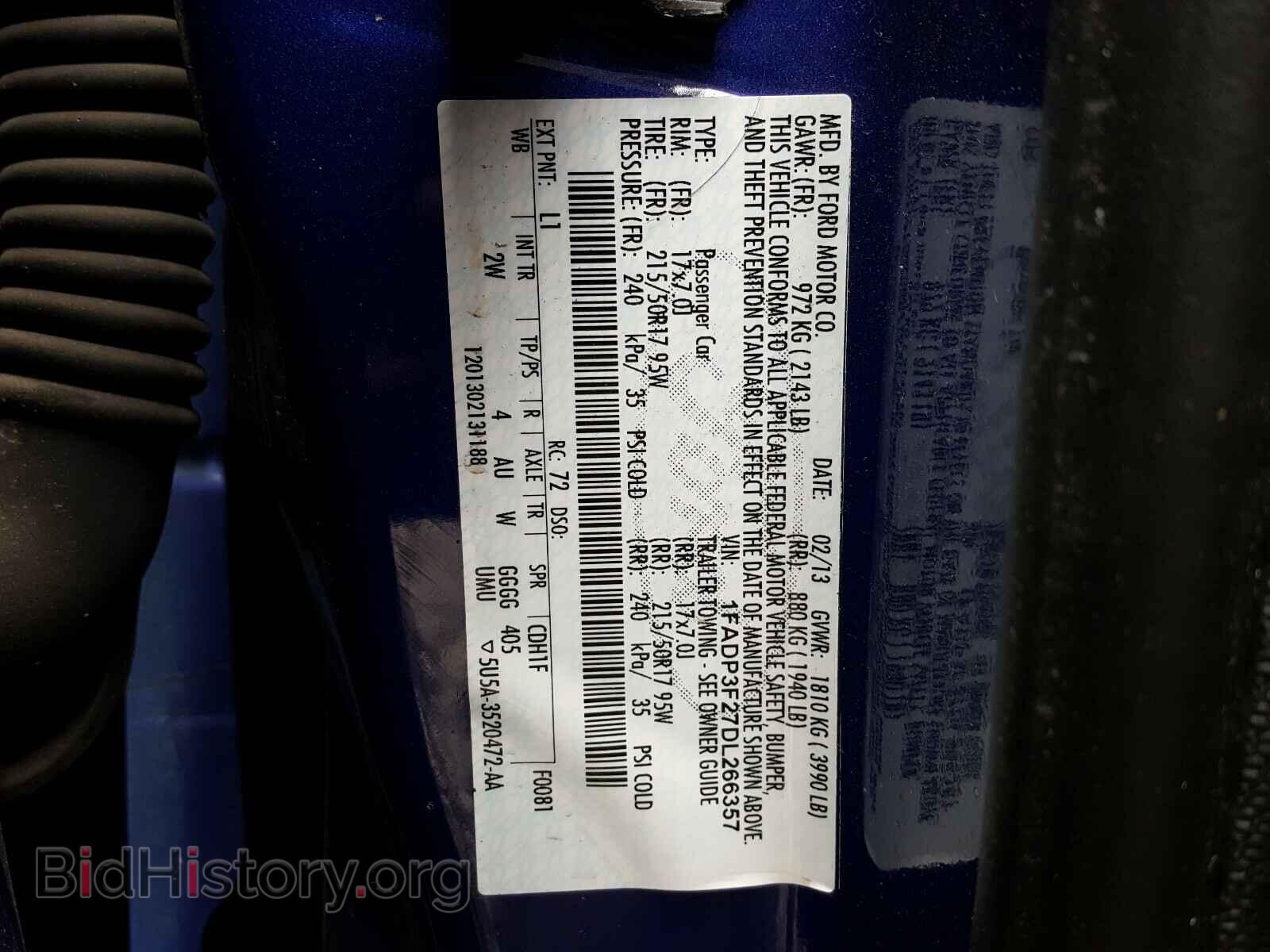 2013 FORD FOCUS - VIN: 1FADP3F27DL266357 - Фото 10