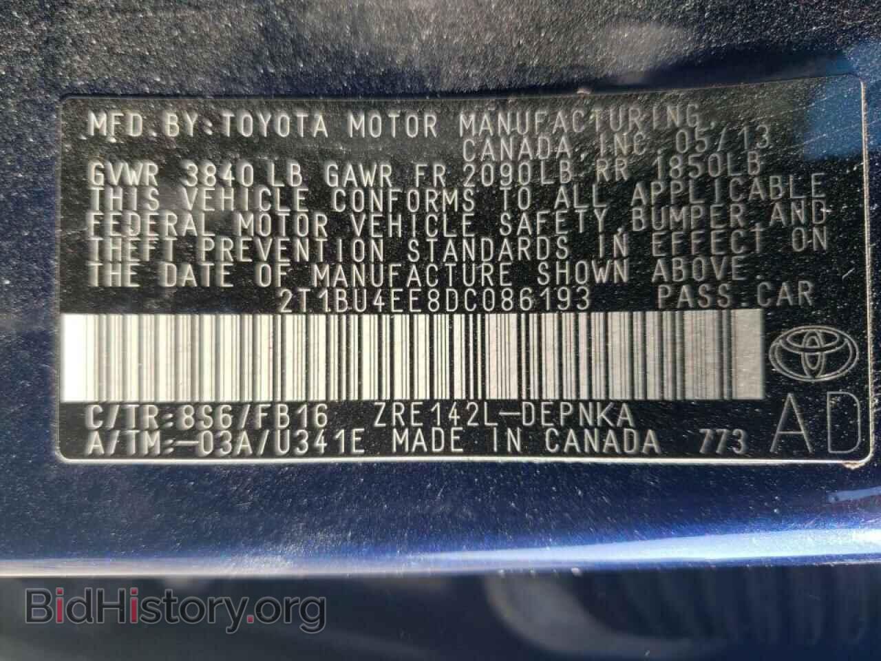 2013 TOYOTA COROLLA - VIN: 2T1BU4EE8DC086193 - Фото 10