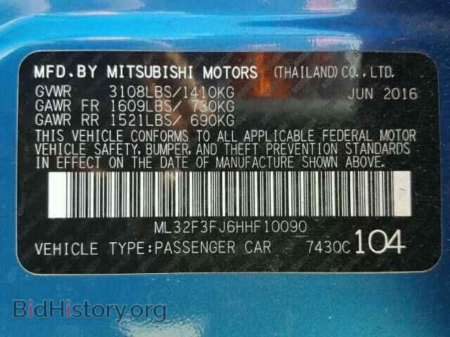 2017 MITSUBISHI MIRAGE - VIN: ML32F3FJ6HHF10090 - Фото 10