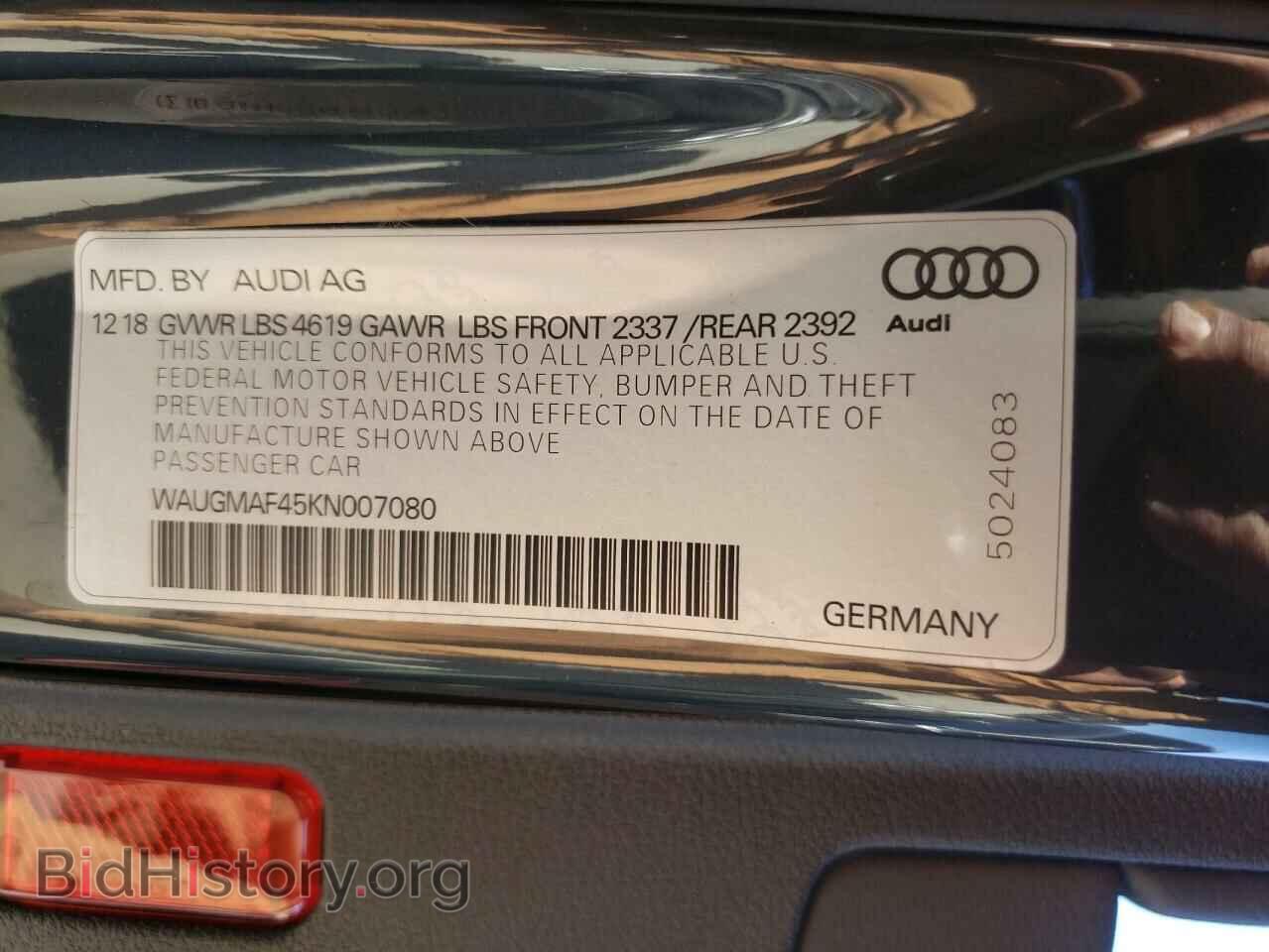 2019 AUDI A4 - VIN: WAUGMAF45KN007080 - Фото 10